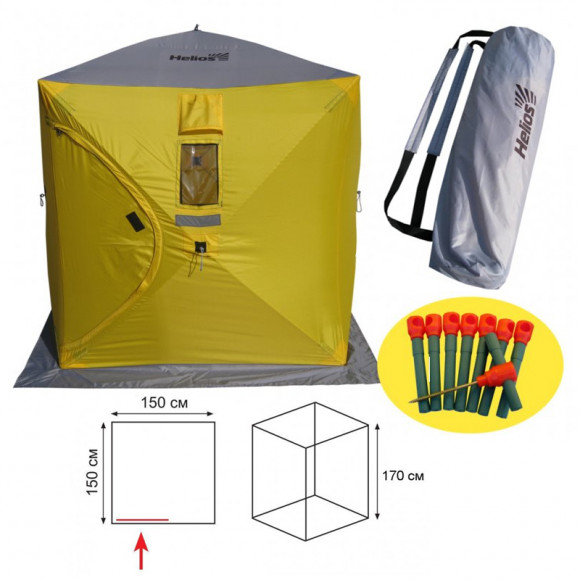 Палатка зимняя Helios Куб 1.8х1.8 оранжевый / серый Палатка зимняя Helios Куб 1.8х1.8 оранжевый / серый