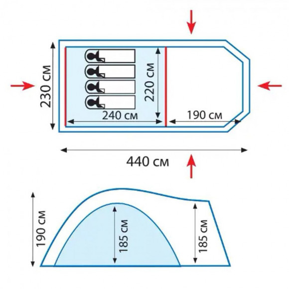 Кемпинговая палатка Tramp Anaconda 4 V2 (TRT-78) песочный Кемпинговая палатка Tramp Anaconda 4 V2 (TRT-78) песочный