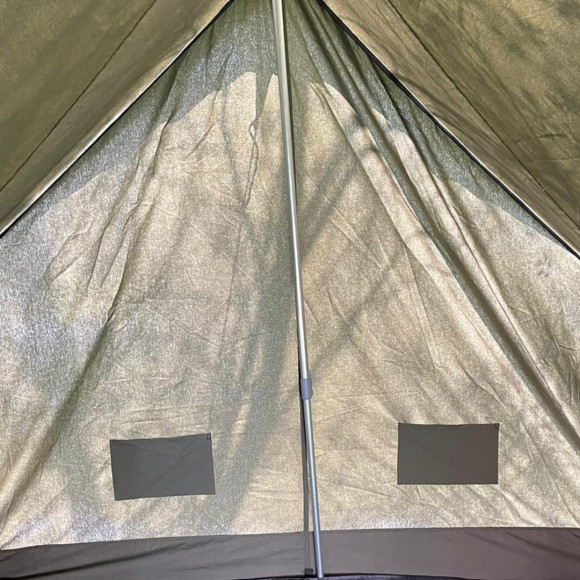 Палатка Русская охота, двухскатная, 100% хлопок, с карманом для дымохода, 3-местная