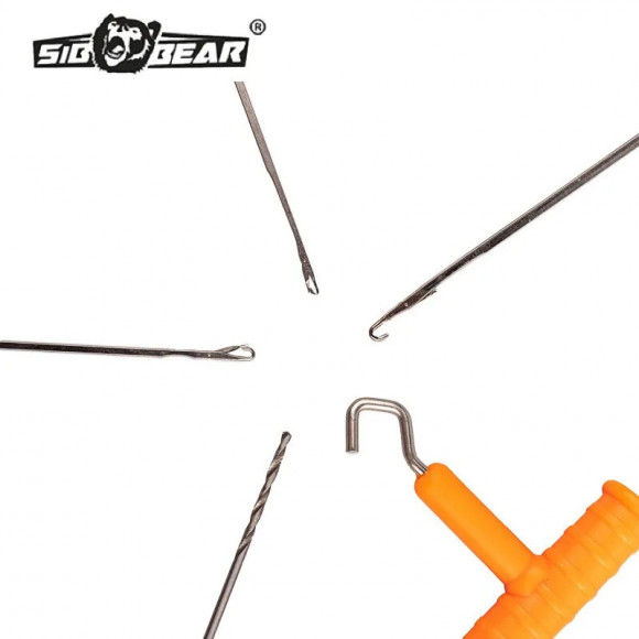 Набор инструментов: ножницы, 3 иглы, сверло, затягиватель узла SibBear Набор инструментов: ножницы, 3 иглы, сверло, затягиватель узла SibBear