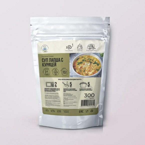 Готовое блюдо в реторт-пакете "Суп лапша с курицей" 300г