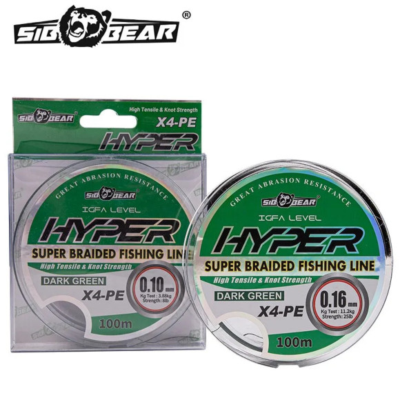 Шнур плетеный SibBear Hyper 4x 100м цвет зеленый