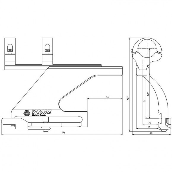 Кронштейн ВОМЗ боковой (Тигр, СКС, Вепрь, Сайга)