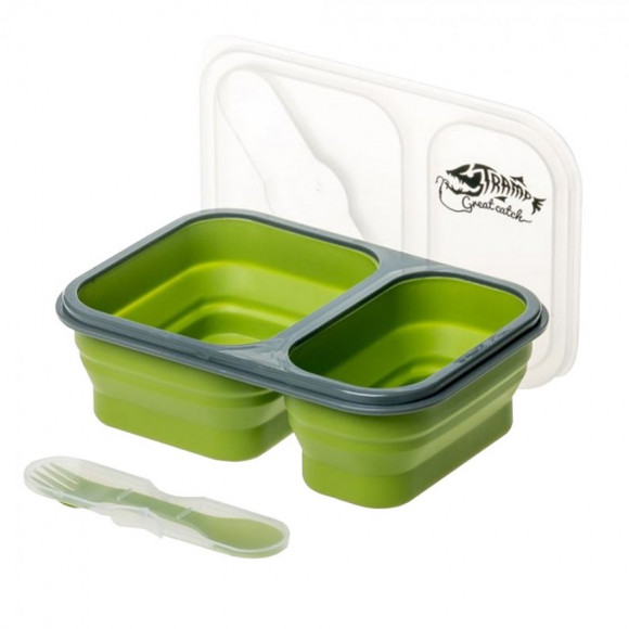 Контейнер Tramp TRC-090 силиконовый 2 отсека с ловилкой 900мл