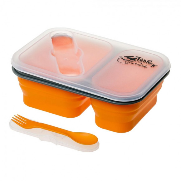 Контейнер Tramp TRC-090 силиконовый 2 отсека с ловилкой 900мл