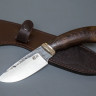Нож ИП Семин Разделочный сталь 95x18 со следами ковки рукоять литье мельхиор венге
