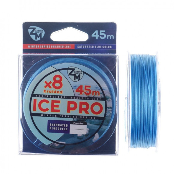 Шнур плетеный ZM ICE PRO 45м зимний цвет темно-голубой