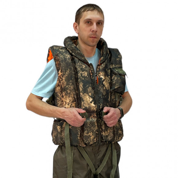 Страховочный жилет Русская охота Квин с подголовником, камуфляж