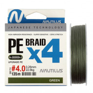 Шнур плетеный Nautilus Pro Braid X4 Green 135м Шнур плетеный Nautilus Pro Braid X4 Green 135м