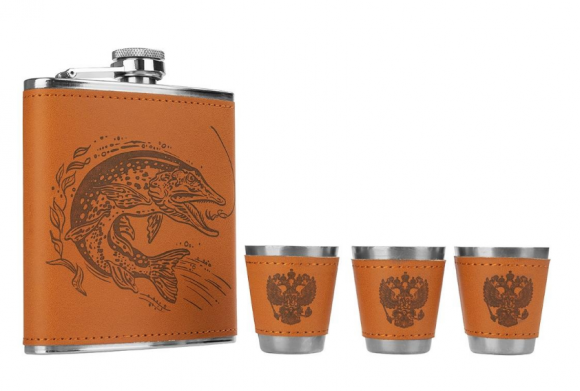 Набор Helios Тайны удачной рыбалки HS-GT-TZ168 (фляжка 210мл +3 стопки)