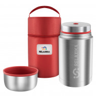Термос для еды Relaxika 301 на 1 литр стальной в термочехле