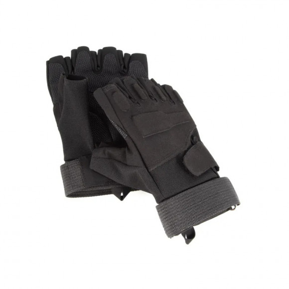 Перчатки треккинговые Следопыт Tactic без пальцев с защитными накладками черные