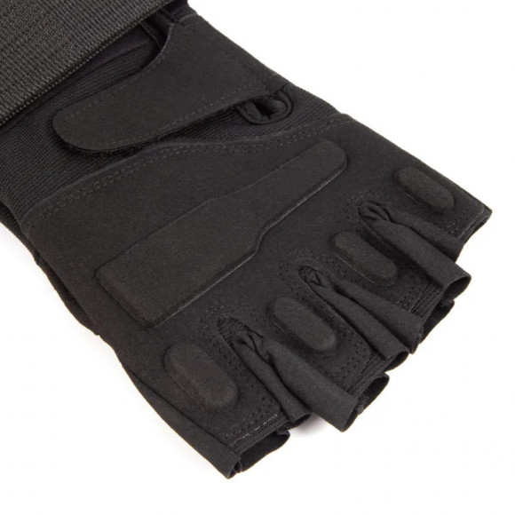 Перчатки треккинговые Следопыт Tactic без пальцев с защитными накладками черные