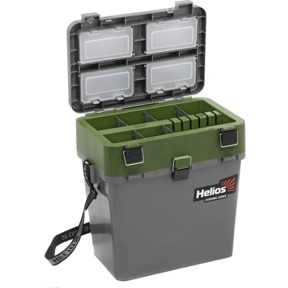 Ящик рыбака зимн Helios серый / хаки HS-IB-19-GH