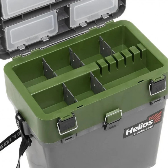 Ящик рыбака зимн Helios серый / хаки HS-IB-19-GH