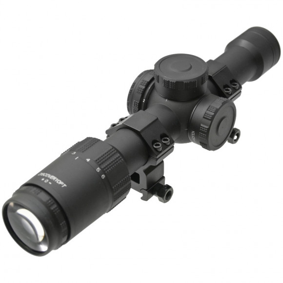 Прицел Discovery 1-6x24 IR (30мм, подсветка) + кольца Weaver