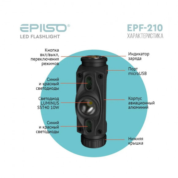 Фонарь налобный/ручной Epilso EPF-210 Фонарь налобный/ручной Epilso EPF-210