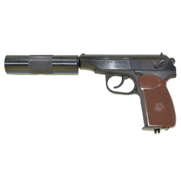 Пневматический пистолет МР-654К-22 (с фальшглушителем, обн.ручка)