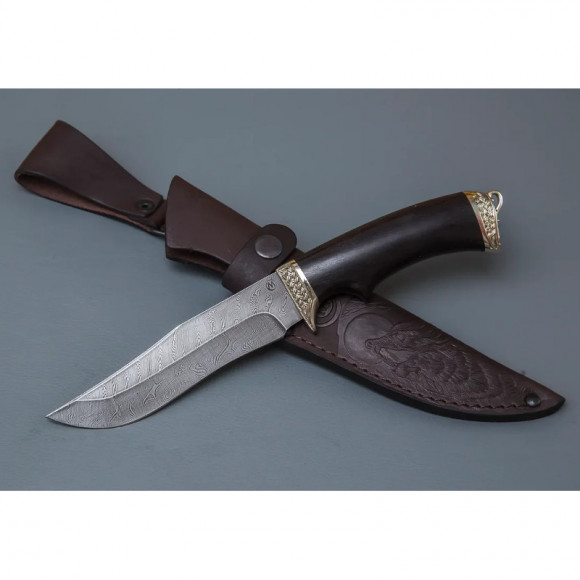 Нож Семин Князь дамасск, литье, черное дерево