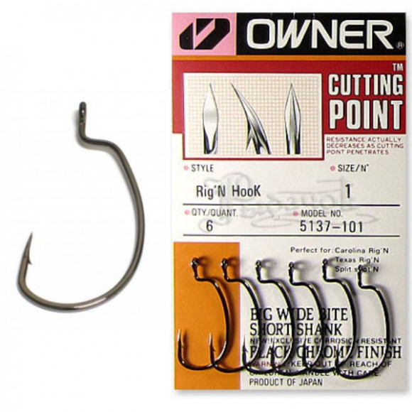 Крючок Owner Rig'N Hook 5137, все размеры