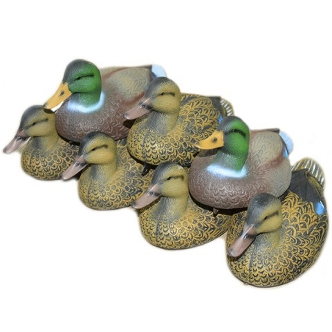 Комплект сминаемых чучел уток из 7шт в сумке, резина