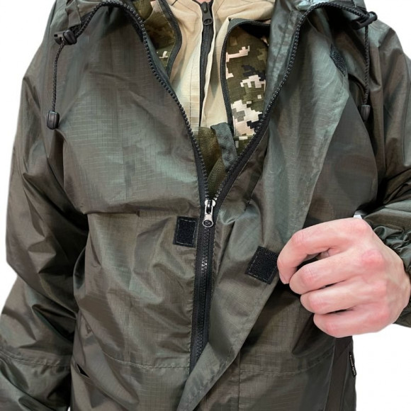 Костюм Русская охота ветровлагозащитный (ВВЗ) хаки (PU4000) Костюм Русская охота ветровлагозащитный (ВВЗ) хаки (PU4000)