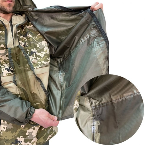 Костюм Русская охота ветровлагозащитный (ВВЗ) хаки (PU4000) Костюм Русская охота ветровлагозащитный (ВВЗ) хаки (PU4000)