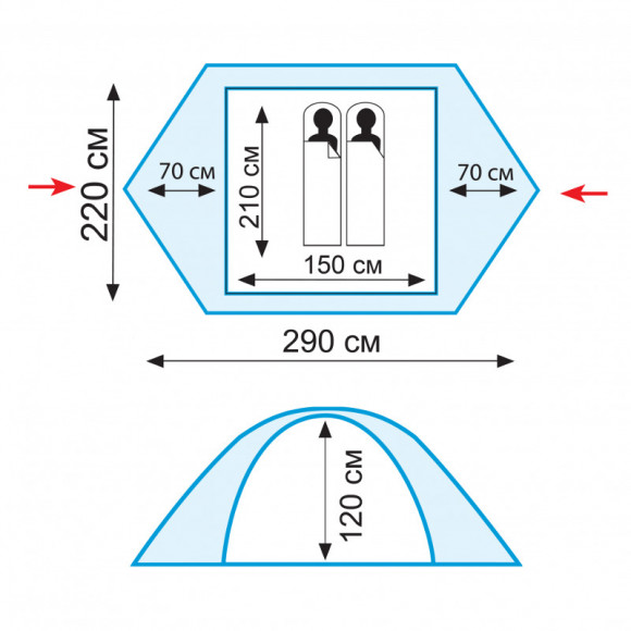 Палатка TRAMP Peak 2 (V2) TRT-25 цвет серый