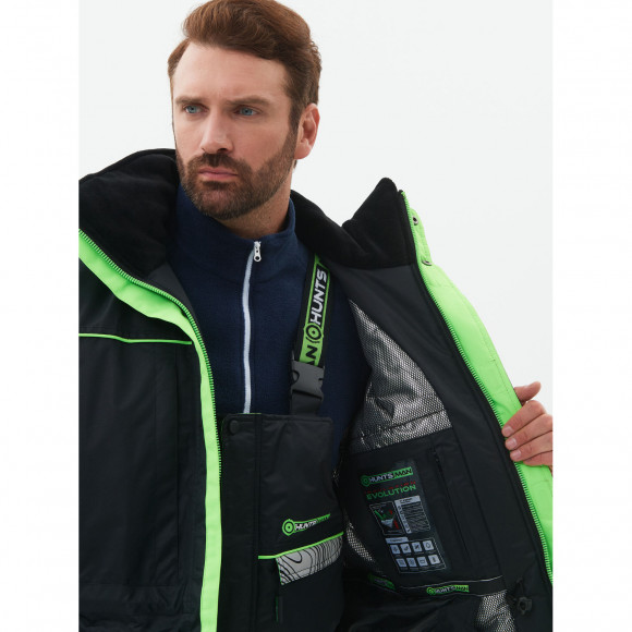 Костюм зимний Huntsman Elbrus ткань Hit Membrane цвет Черный/Лайм Костюм зимний Huntsman Elbrus ткань Hit Membrane цвет Черный/Лайм
