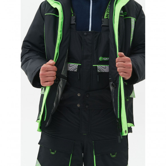 Костюм зимний Huntsman Elbrus ткань Hit Membrane цвет Черный/Лайм Костюм зимний Huntsman Elbrus ткань Hit Membrane цвет Черный/Лайм