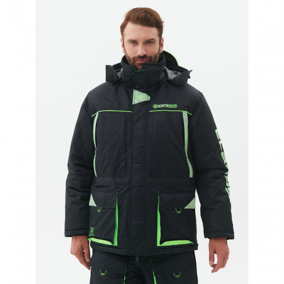 Костюм зимний Huntsman Elbrus ткань Hit Membrane цвет Черный/Лайм Костюм зимний Huntsman Elbrus ткань Hit Membrane цвет Черный/Лайм