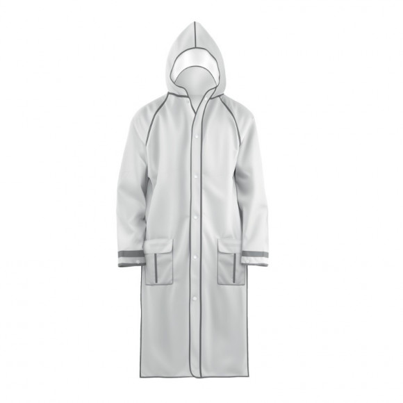 Дождевик-плащ на кнопках с капюшоном из EVA 130мк Nadzor прозрачный со светоотражающими кантом и полосами Дождевик-плащ на кнопках с капюшоном из EVA 130мк Nadzor прозрачный со светоотражающими кантом и полосами