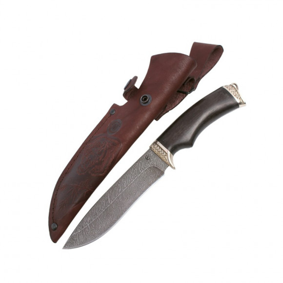Нож Семин Близнец, дамасская сталь, береста