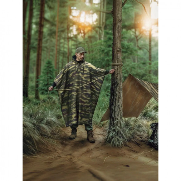 Дождевик-пончо Nadzor с люверсами сверхпрочный из ПВХ 150мк цвет милитари Дождевик-пончо Nadzor с люверсами сверхпрочный из ПВХ 150мк цвет милитари