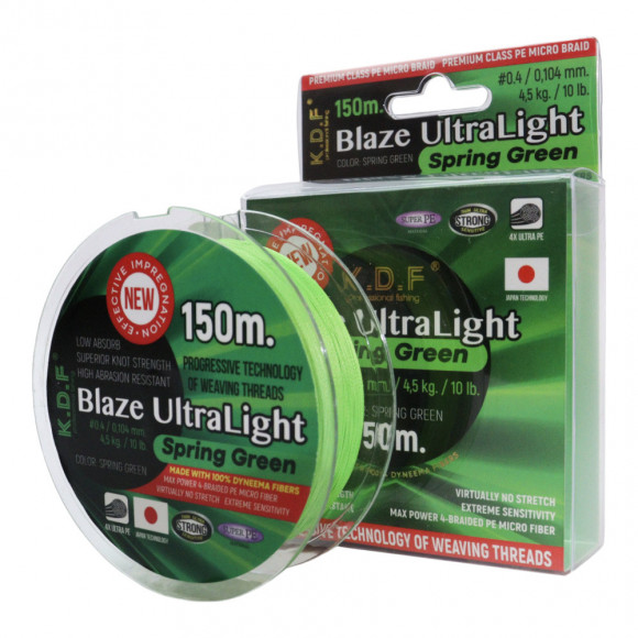 Шнур плет KDF Trout Blaze Ultra Light Spring Green 150м