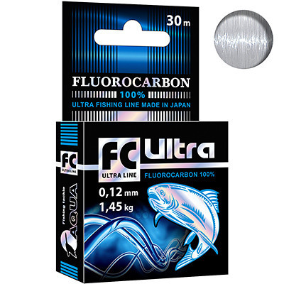 Леска флюорокарбоновая Aqua FC Ultra Fluorocarbon 100%  30м прозрачная