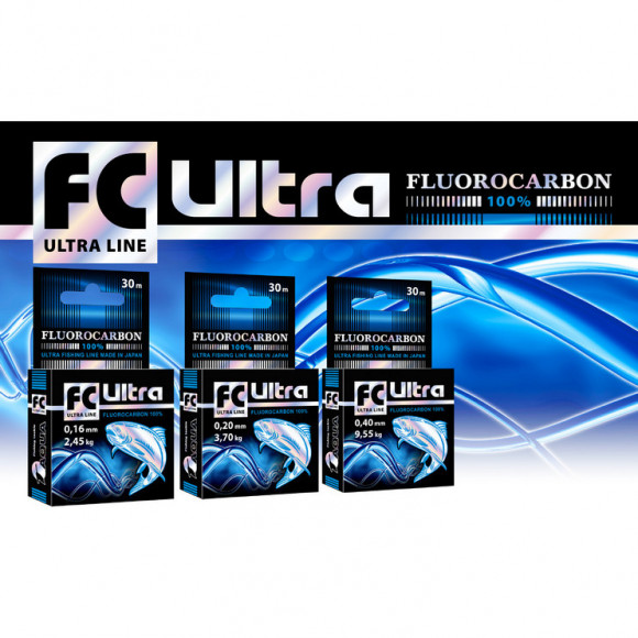Леска флюорокарбоновая Aqua FC Ultra Fluorocarbon 100%  30м прозрачная
