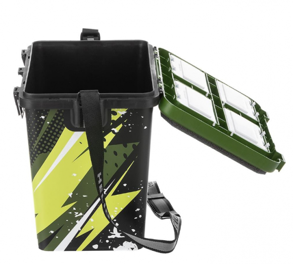 Ящик рыбака зимний Helios ZANDER односекционный цвет хаки