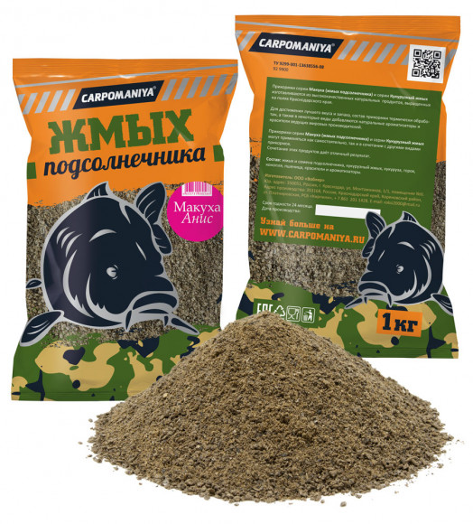 Жмых подсолнечника Карпомания 1кг (сыпуха)