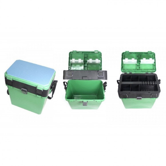 Ящик рыбака зимний Три Кита 380*360*240 (4+4 отделения для приманок) цвет зеленый Ящик рыбака зимний Три Кита 380*360*240 (4+4 отделения для приманок) цвет зеленый