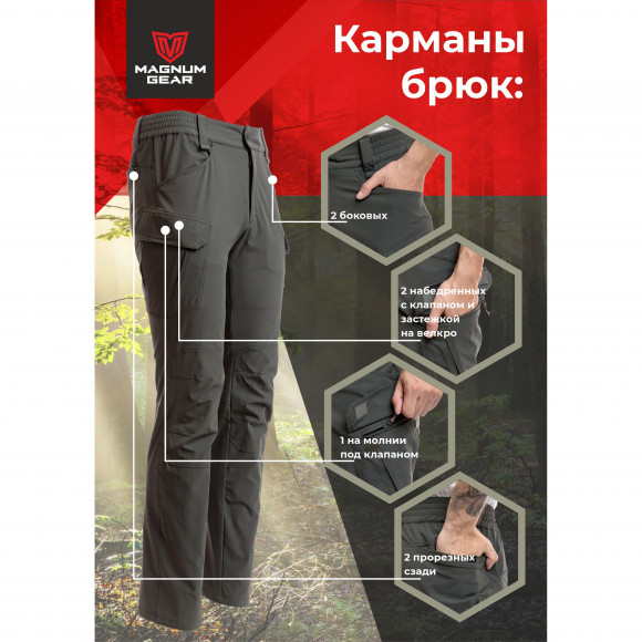 Брюки MagnumGear Trek Flex ткань нейлон-стрейч цвет графит Брюки MagnumGear Trek Flex ткань нейлон-стрейч цвет графит