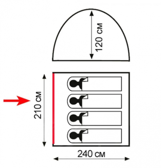 Палатка Totem Summer 4 (TTT-029) цвет зеленый Палатка Totem Summer 4 (TTT-029) цвет зеленый