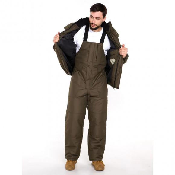 Зимний костюм Тайга Ямал, для охоты и рыбалки, таслан, хаки/песочный Зимний костюм Тайга Ямал, для охоты и рыбалки, таслан, хаки/песочный