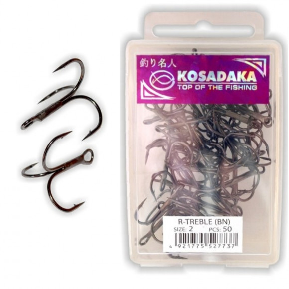 Крючок тройник-незацепляйка Kosadaka R-Treble 3981W-BN, все размеры
