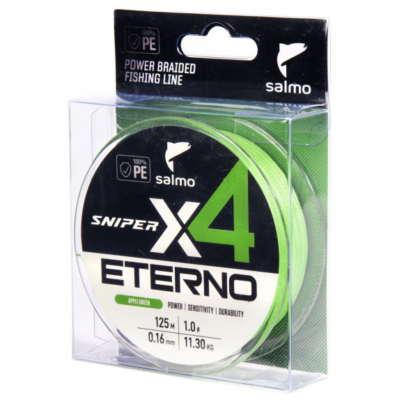 Шнур плетёный Salmo Sniper х4 ETERNO BRAID Apple Green 125м Шнур плетёный Salmo Sniper х4 ETERNO BRAID Apple Green 125м