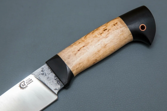 Нож ИП Семин Сокол кованая сталь Х12МФ рукоять карельская береза черный граб