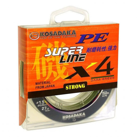 Шнур плетеный Kosadaka SuperLine PE X4 150м dark green