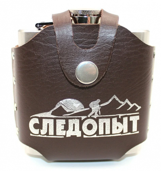 Фляжка Следопыт Freezly 180мл (PF-BD-F12) в кожаном чехле Фляжка Следопыт Freezly 180мл (PF-BD-F12) в кожаном чехле