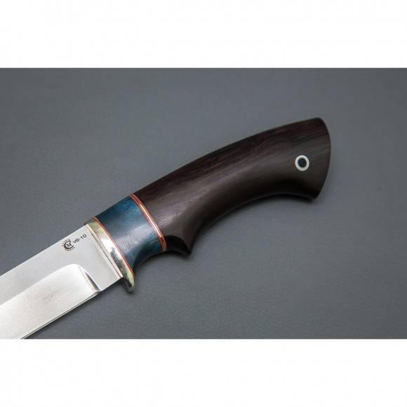 Нож ИП Семин Егерь из стали VG-10 рукоять литье мельхиор, вставка стабилизированная карельская береза, черный граб
