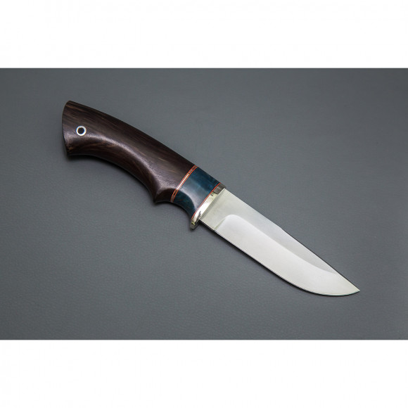 Нож ИП Семин Егерь из стали VG-10 рукоять литье мельхиор, вставка стабилизированная карельская береза, черный граб